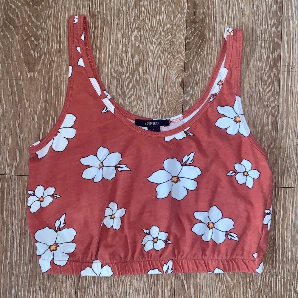Rust Floral Crop Top - Picture 2 of 5